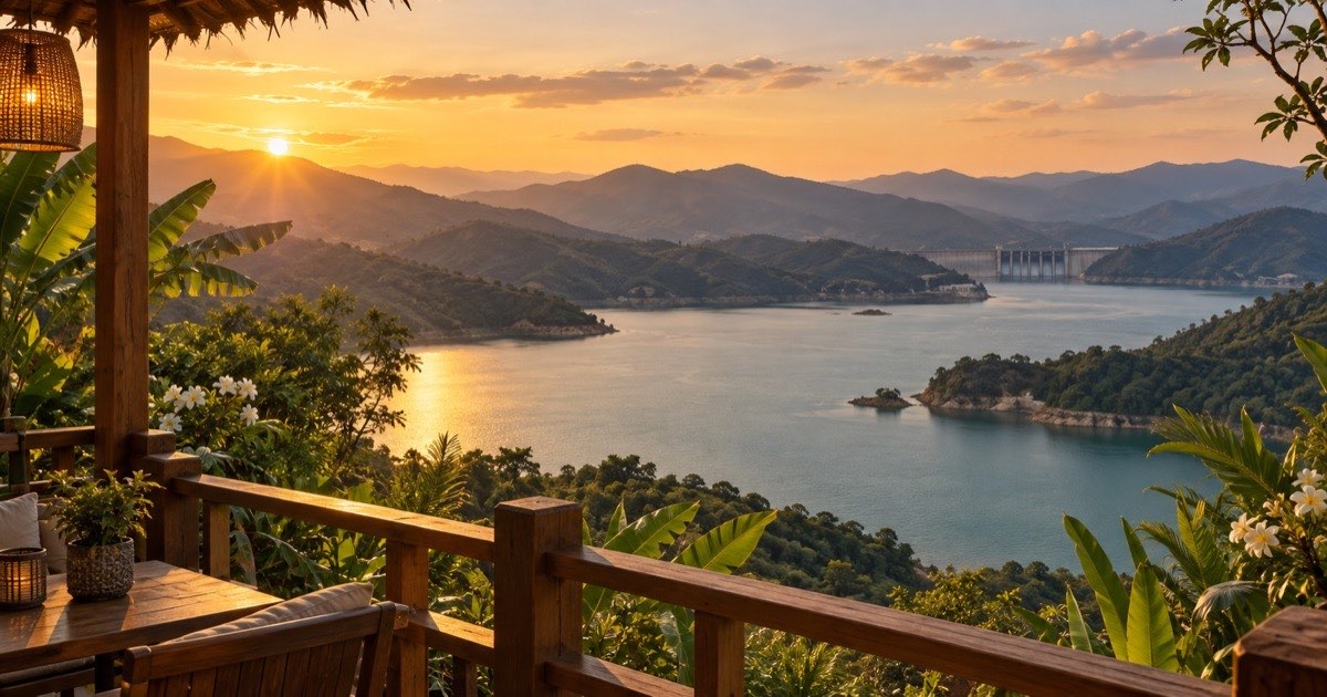 충주 발리포레스트에서 바라본 충주호 전망